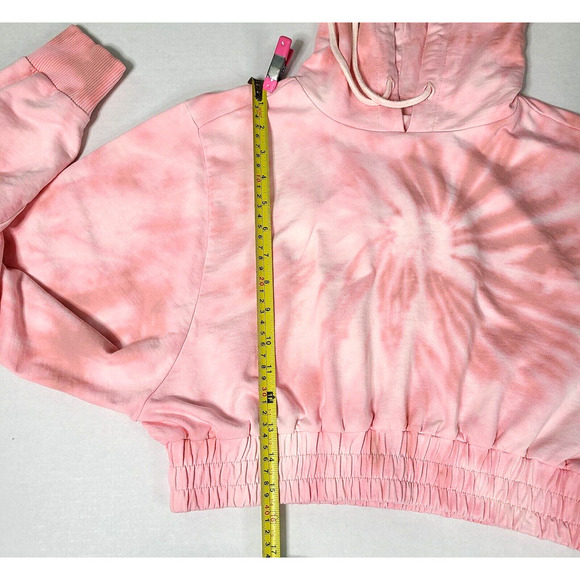 ASOS Hoodie US 4 Small Custom Pink Spiral Tie Dye Cropped Hippie Boho Festival - Picture 8 of 11